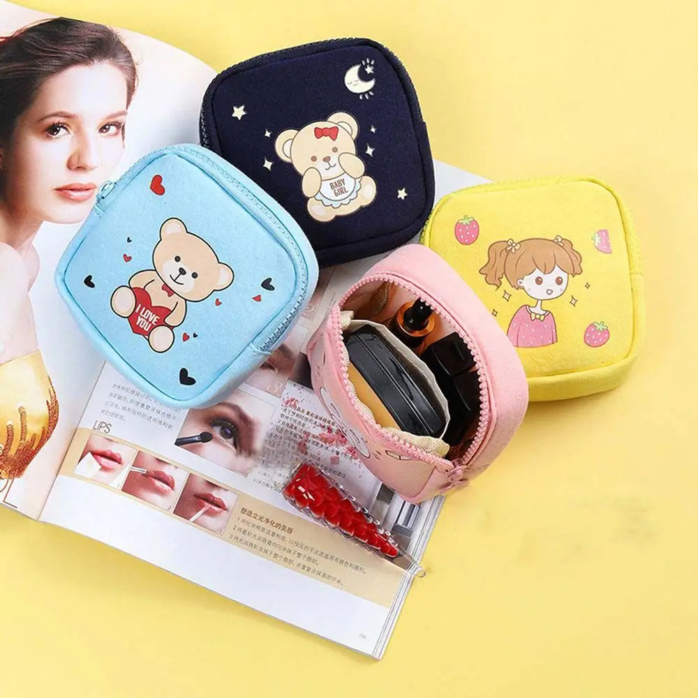 

Lovely Rabbit Card Case Bear Lipstick Storage Bag Cartoon Storage Bag Sanitary Napkin Case Makeup Bags Korean Style
