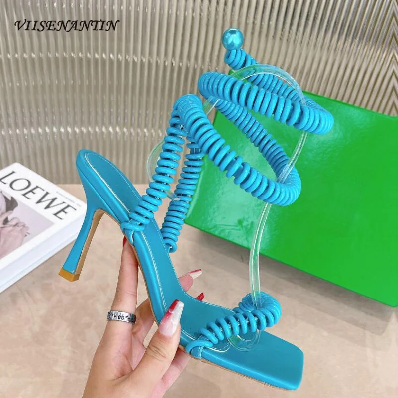 

Сандалии женские летние с открытым носком, босоножки с перекрестными ремешками на щиколотке, модная Клубная обувь для стриптиза, квадратный каблук