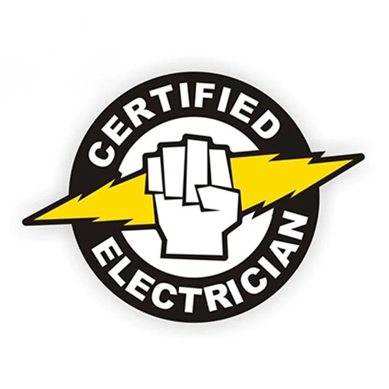 

V39# Car Sticker Certified Electrician Hard Hat Helmet Label Electrical High Voltage Waterproof Vinyl Decal Car