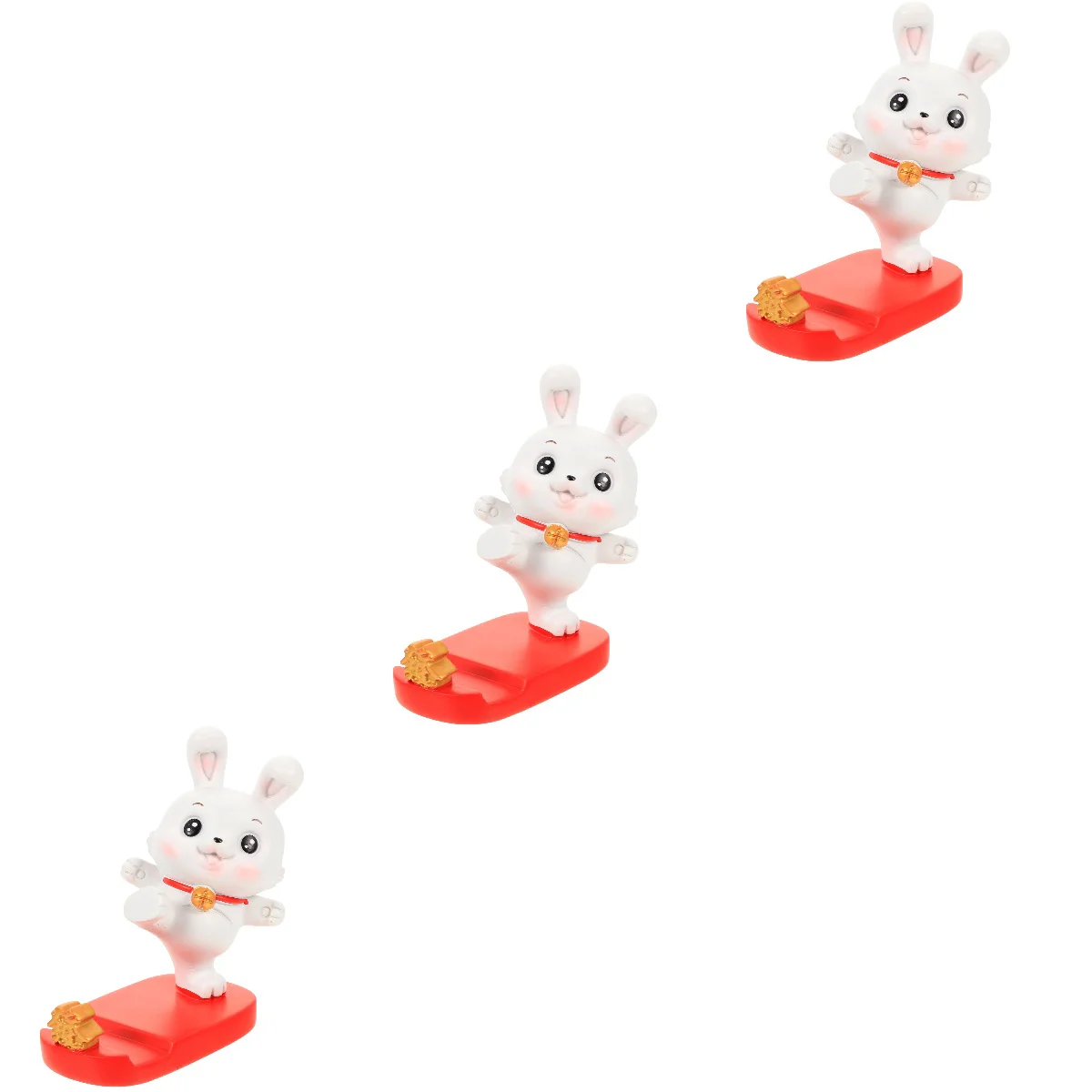 

3pcs Bunny Stand Cartoon Holder Desktop Mobile Stand Rabbit Statue Decor