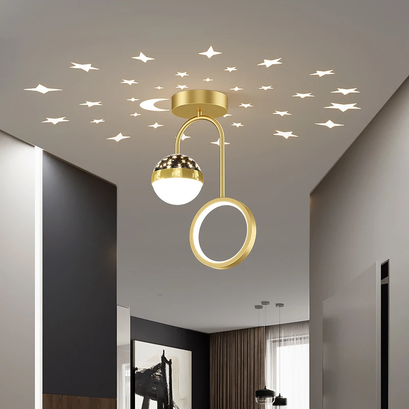 Gold/Black LED Chandelier For Aisle Porch Hallway Bedroom Kitchen Restaurant Gallery Office  Coffee Bar Foyer Loft Indoor Lamp