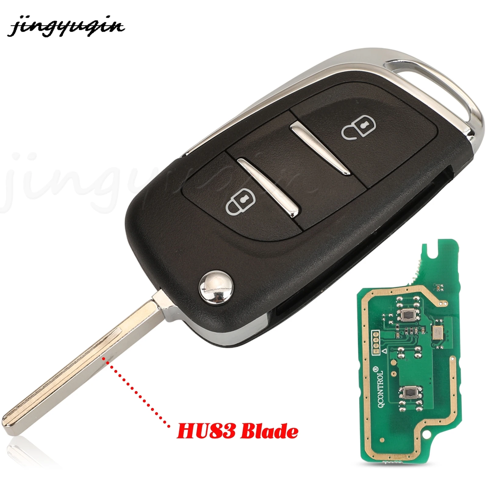 

Микросхема jingyuqin ID46 PCF7961, 434 мгц, 2 кнопки, модифицированная, дистанционный смарт ключ-брелок, для ситроен C2, C3, Berlingo, 307, пежо, 306, 406