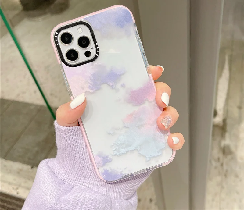 

Модный Цветной чехол для телефона с рисунком облаков для iphone 12 mini 11 Pro Max 7 8 plus X XR XS Max SE 2020, милый силиконовый чехол-накладка