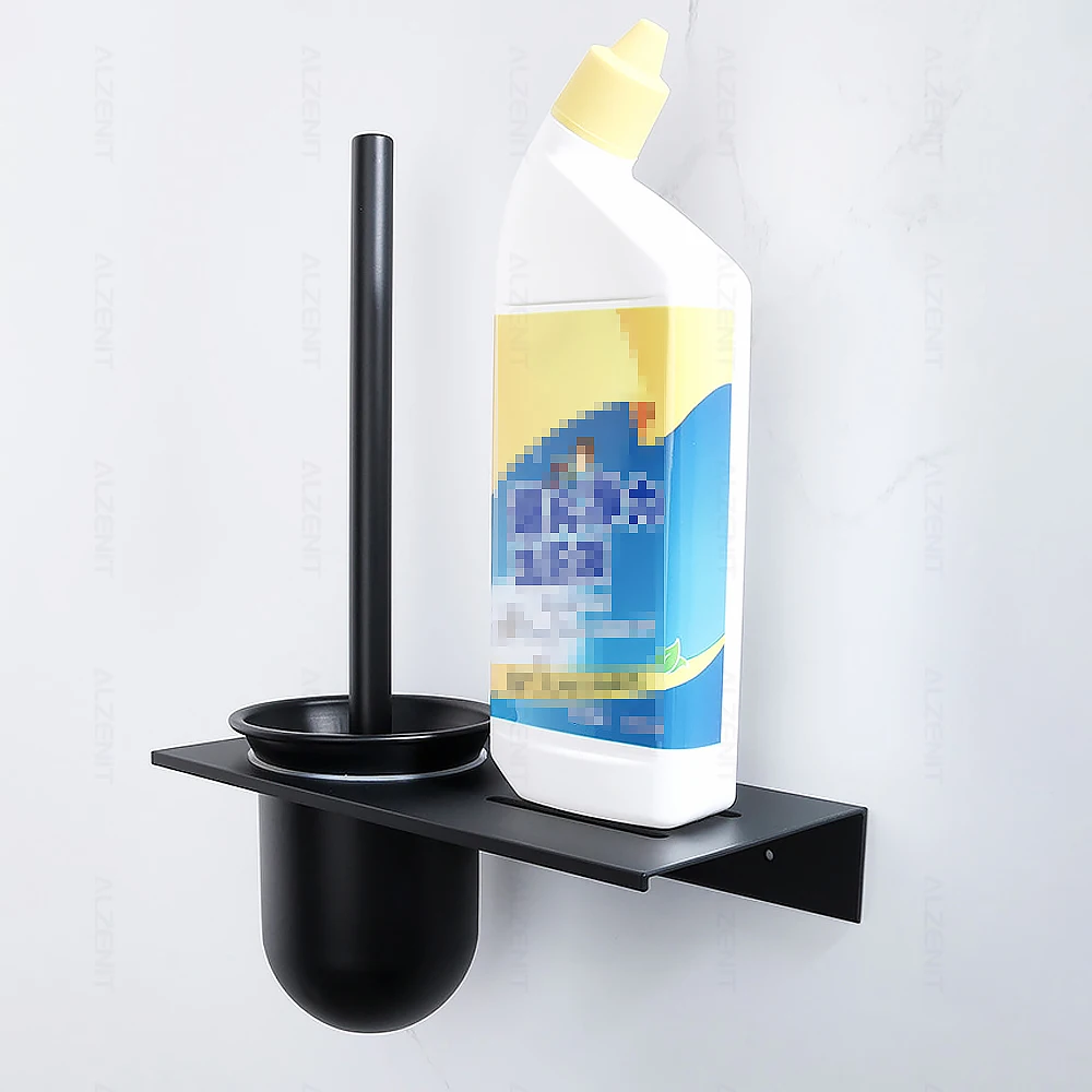 toilet brush holder plunger set wall mount with bracket durable wc cleaning supplies matte black aluminum bathroom accessories free global shipping