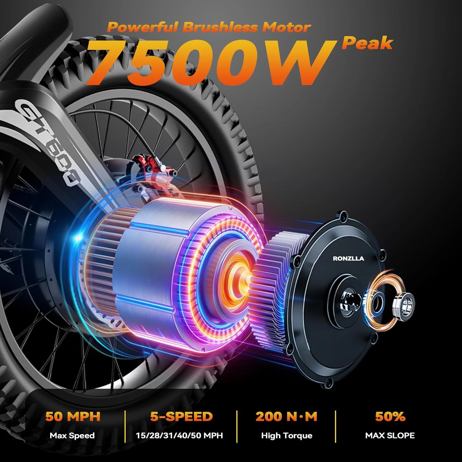 Фото Электровелосипед EKXBike Readygo BIBUFF GT600 для бездорожья, 7500 Вт, 50 миль/ч, 72В 30Ач, 100 миль пробега, гидравлические тормоза, полная подвеска, электрический внедорожный мотоцикл №3