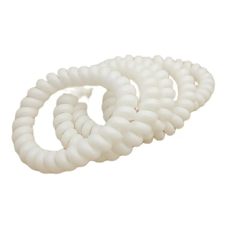 

Wholesale 10Pcs White Plastic Hairwear Telephone Wire Hair Band Rope Accessories For Women Size 5CM