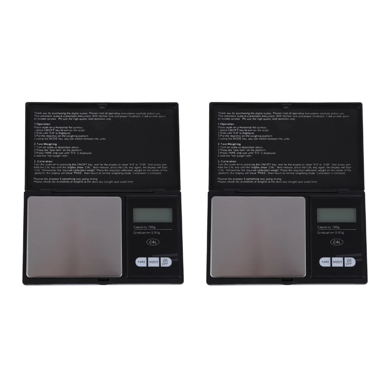 

2Pcs 100G x 0.01G Mini LCD Digital Portable Pocket Jewellery Jewelry Gold Diamond Gram Weighing Scale Black
