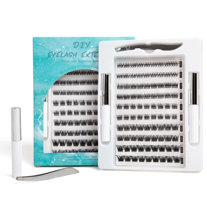 

DIY Eyelash Extension Kit,Individual Eyelash Cluster Lashes Glue,Lash Tweezers