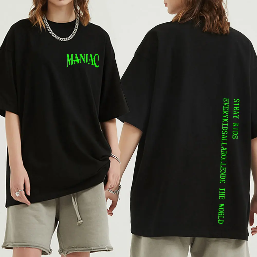 

Stray Kids MANIAC Print T-shirt Men's Women's Cotton T Shirt Streetwear Korean Short Sleeve Tees High Quality Fans KPOP T-shirts