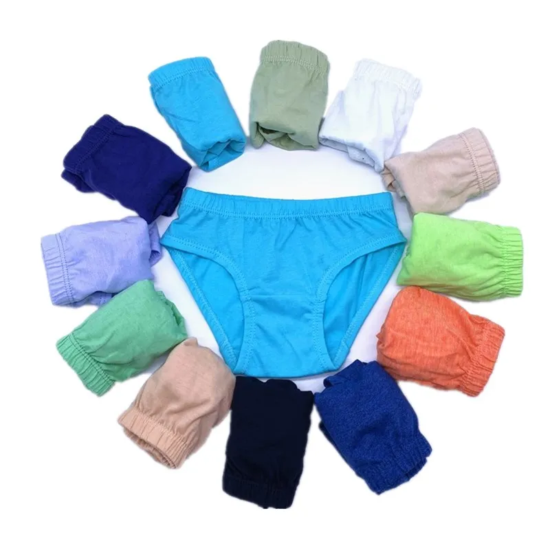 

4pcs/Lot Random Colors Boys Solid Panties Kids Briefs Children Underwear Shorts Suit 1-10Years