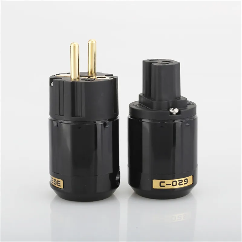 QINCROWN Oyaide P-029EC-029, пара позолоченных сетевых вилок Schuko (ЕС) и аудиоразъемов IEC (гнездо) для Hi-Fi аудиооборудования (art.: 3920d82f2edd0) - 3920d82f2edd0