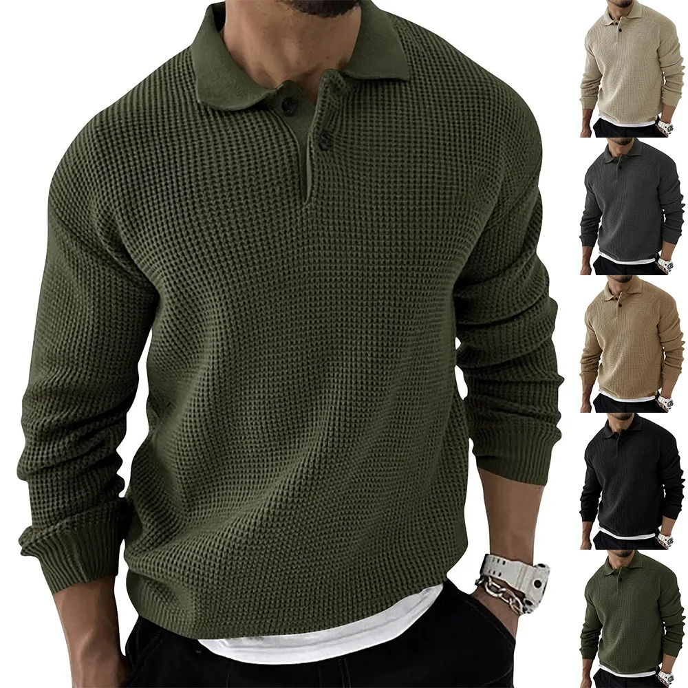 Lapel Sweater Men's Fashion Urban Slim Long Sleeve Knit Sweater Fall 2022 New Men's Wear Mens Sweater  Knitted Sweater Men