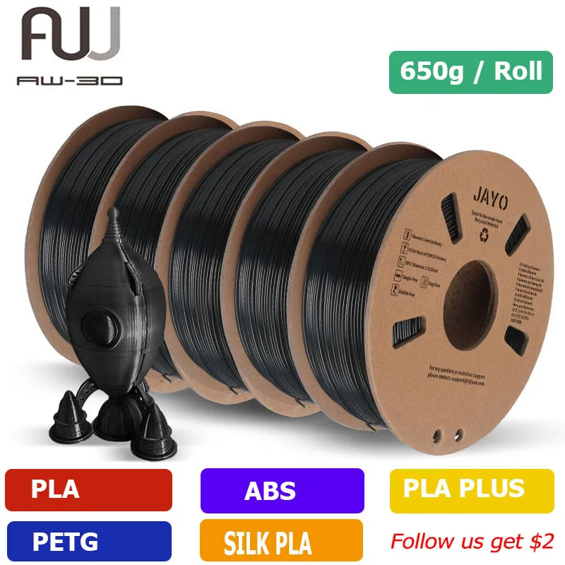 

AW PETG/PLA+/SILK/PLA//ABS/Rainbow 3D Printer Filament 650g/Roll 1.75mm Filament Environmental Material For 3D Pen & Printers