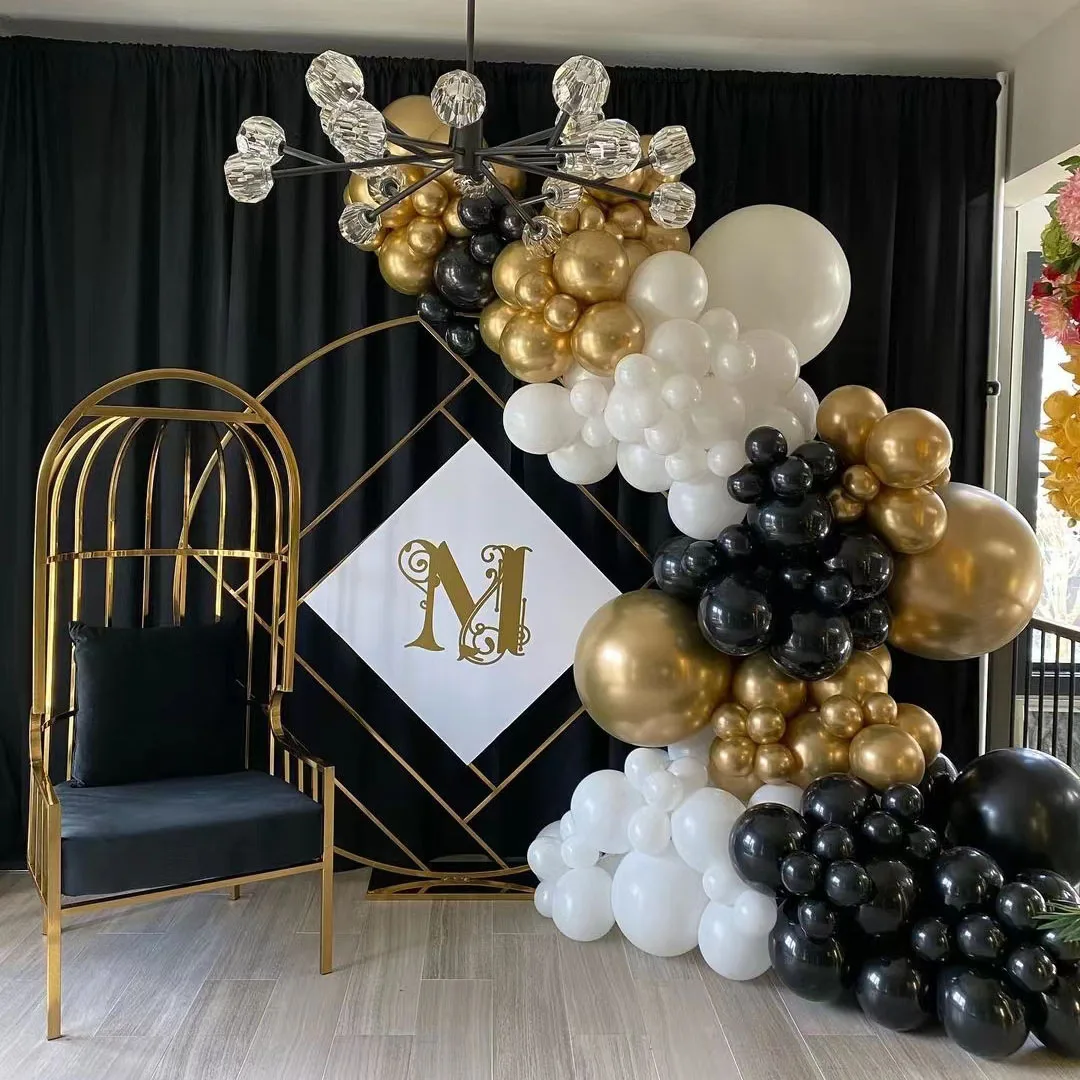 

137pcs Chrome Metal Gold Balloon Arch Garland Kit Black White Latex Balls Wedding Decoration Baby Shower Birthday Party Supplies
