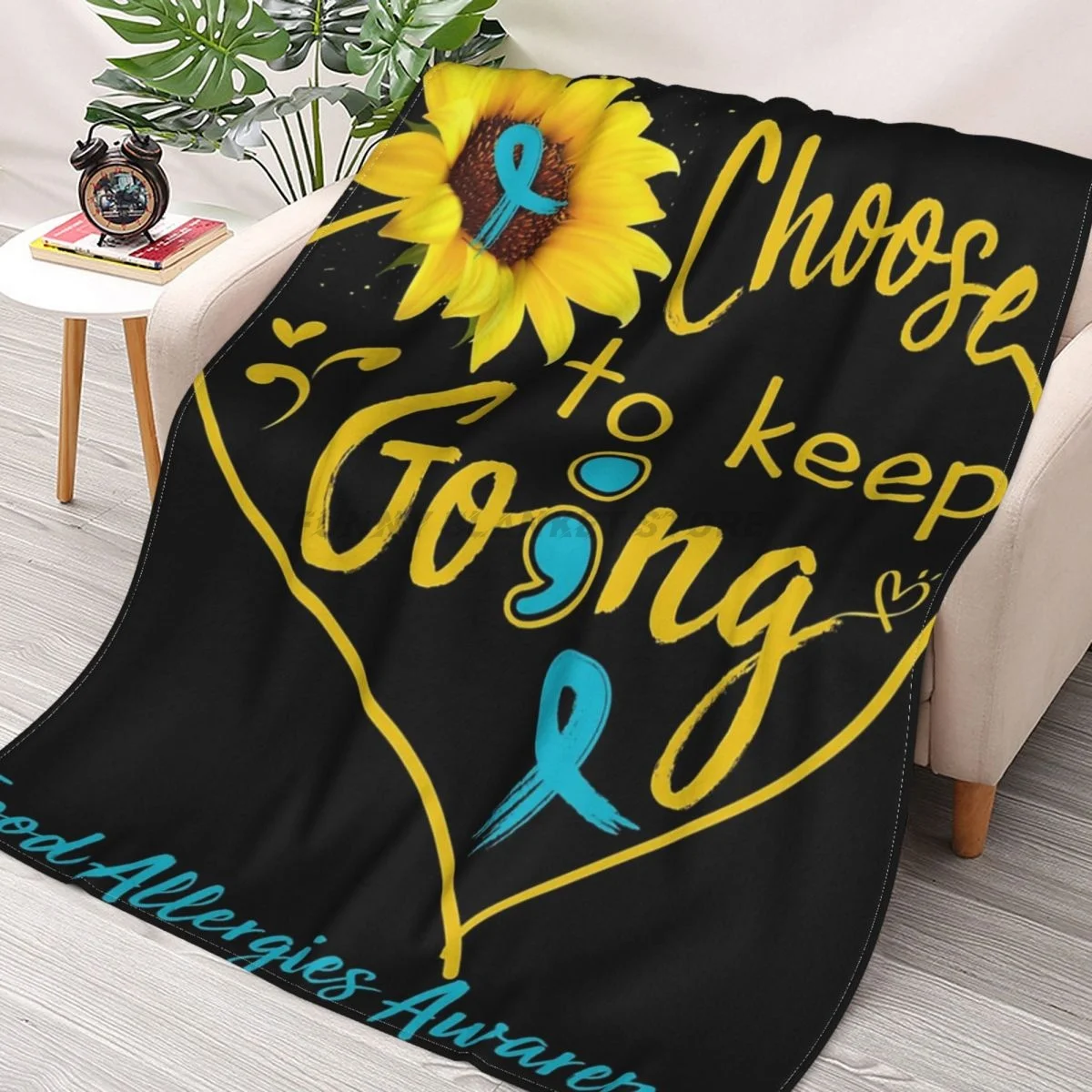 

Food Allergies Awareness Choose To Keep Going , Support Food Allergies Warrior Gifts Throws Blankets Collage Flannel