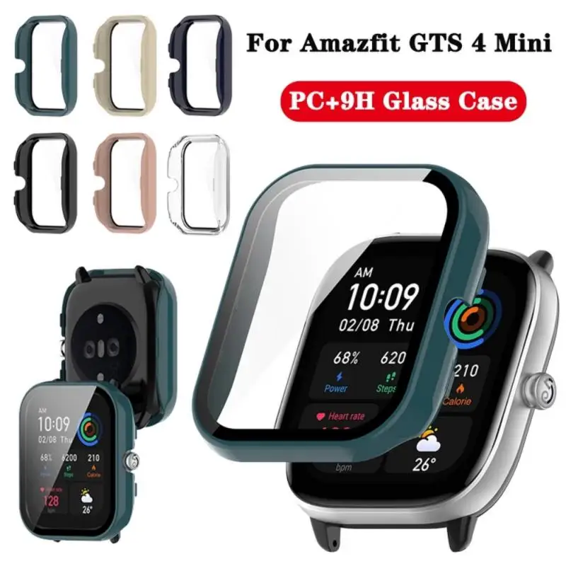 

Protective PC Case Glass For Amazfit GTS 4 Smart Watch Bumper Screen Protector Tempered Glass Shockproof Anti-fall