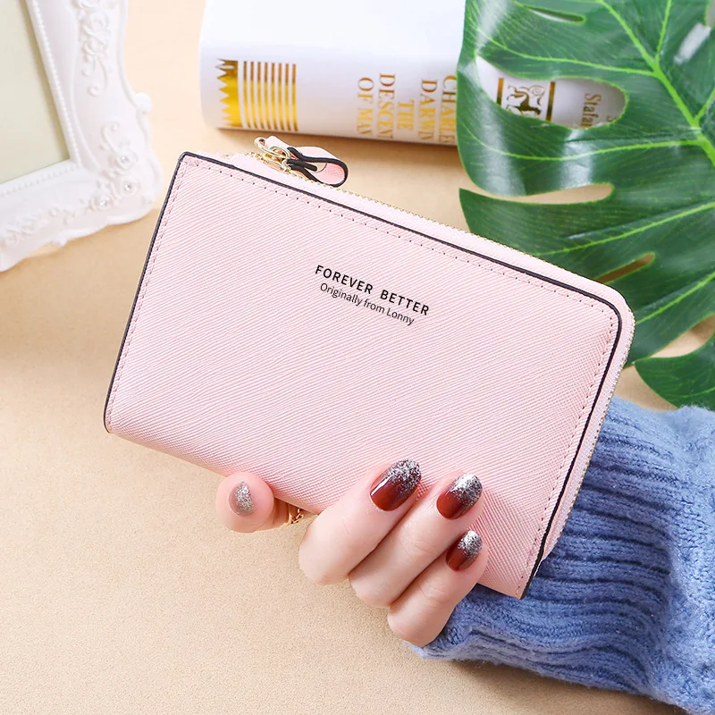 Aliood Women Wallet Pu Leather Fashion Girls Wallet Short Zipper Cute Small Coin Purse for Women Money Clip Card Holder Carteras