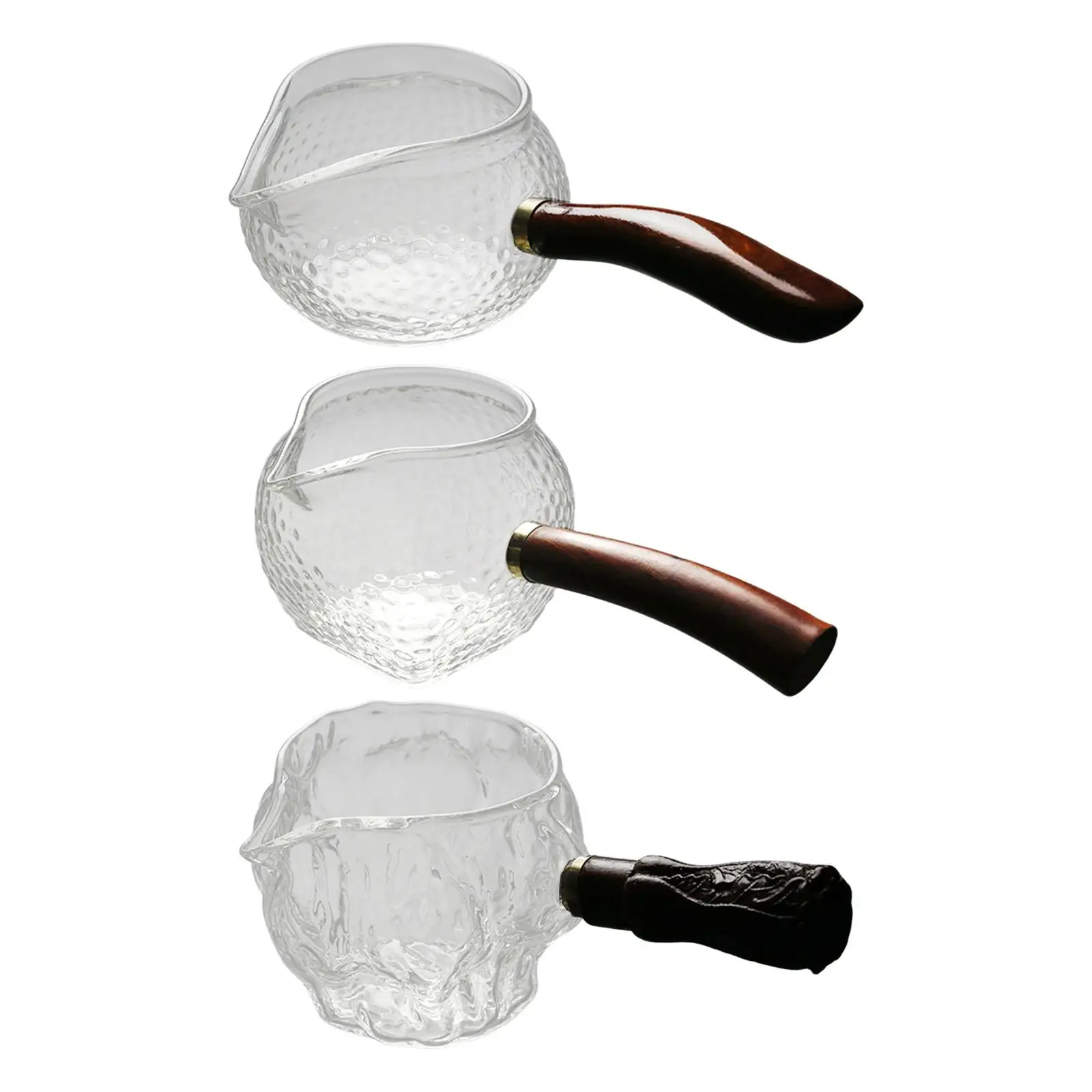 

Glass Fairness Cup Stovetop Loose Leaf Hammered Wooden Handle Household Milk Pitcher Glass Tea Maker for Chinese Traditional Tea