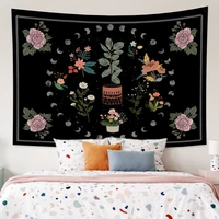 floral plants tapestry trippy colorful herb hippie boho aesthetic tarot wall hanging decoration bedroom living room dormitory