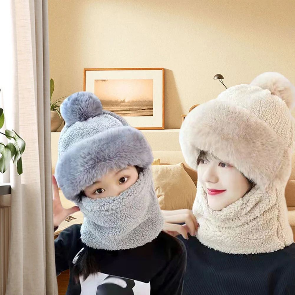 

Women's Winter Thickened Warm Snow Cycling Hat New Neck Mask Integrated Ear Protection Windproof Hat Parent-child Children