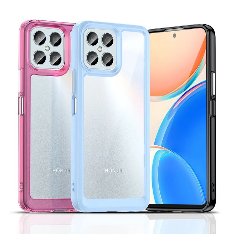 Hard Clear Case For Honor X8 Case Honor X8 Cover Coque Fundas Translucent Soft TPU Frame Shockproof Phone Bumper For Honor X8