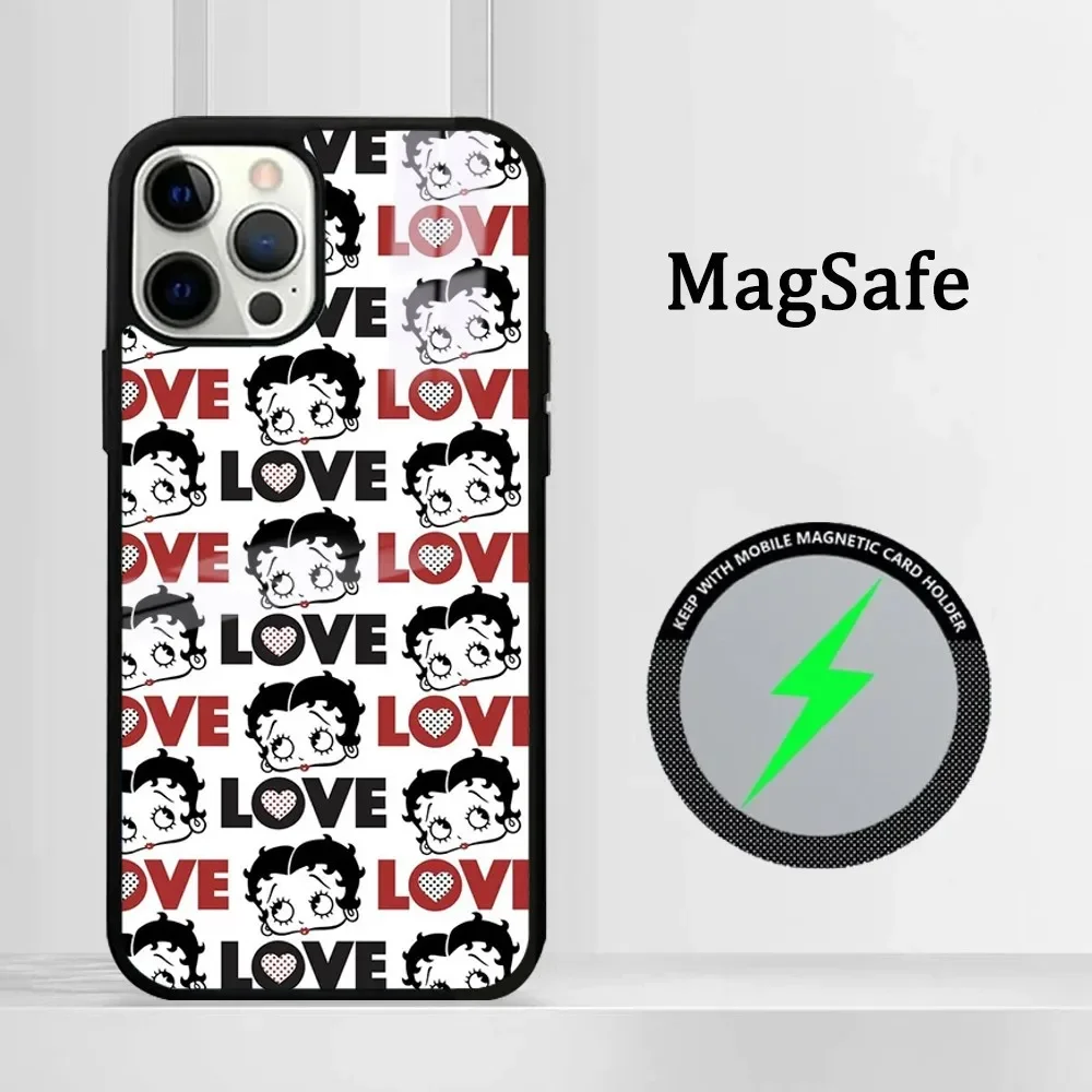 B-Betty-Y B-Boops-S Phone Case For iPhone 16 15 14 13 12 11 Pro Max Plus Mini Magsafe Mirror Wireless Magnetic Cover