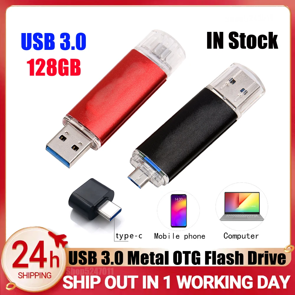 OTG Pendrive 128 GB USB Flash Drives 128GB Pen Drive 256GB 512GB 1TB Cle USB 3.0 Memorias Stick with Type-c Adapter gift