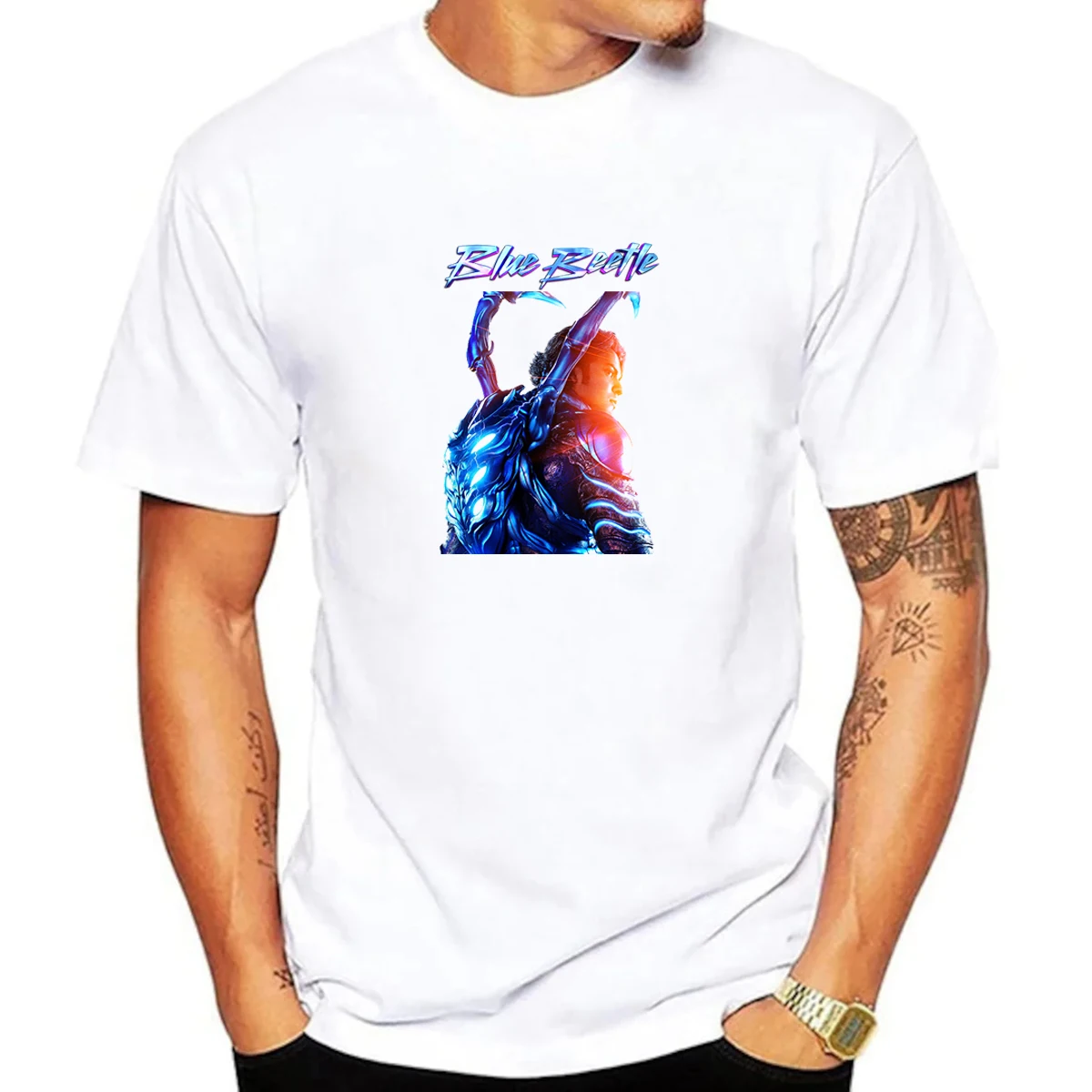 

New Arrival Men'S T-Shirt Movie Blue Beetle Graphic Print Tshirt Fashion Harajuku Short Sleeved Men'S Tshirt White O-Neck Tshirt