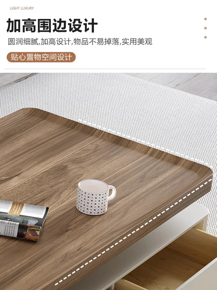 w kremowym stylu retro stolik kawowy szafka TV kombinacja salonu domowy do herbaty z litego drewna 2024 nowy nowoczesny prosty i zaawansowany