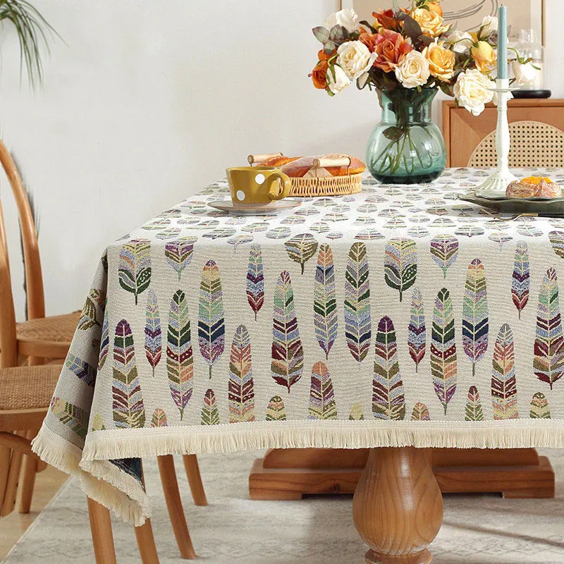 

Чехол для стола из хлопка и льна в богемном стиле, для обеденного стола, для кухни с бахромой, прямоугольная квадратная кофейная скатерть, Пыленепроницаемая