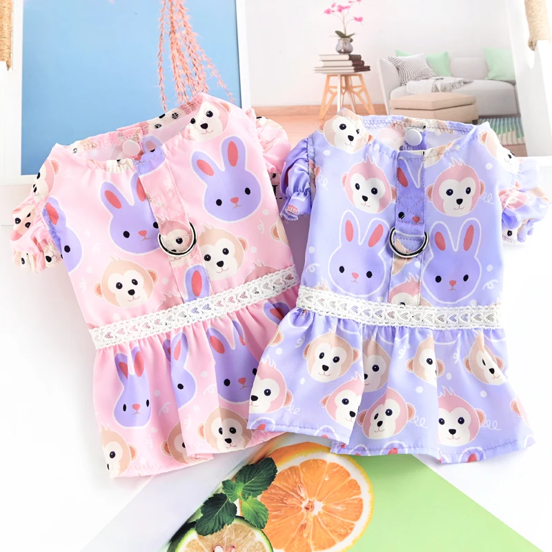 

NEW Dress for Dogs D-ring Puppy Clothes Monkey Rabbit Petal Pet Skirt Pomeranian Princess No Leash