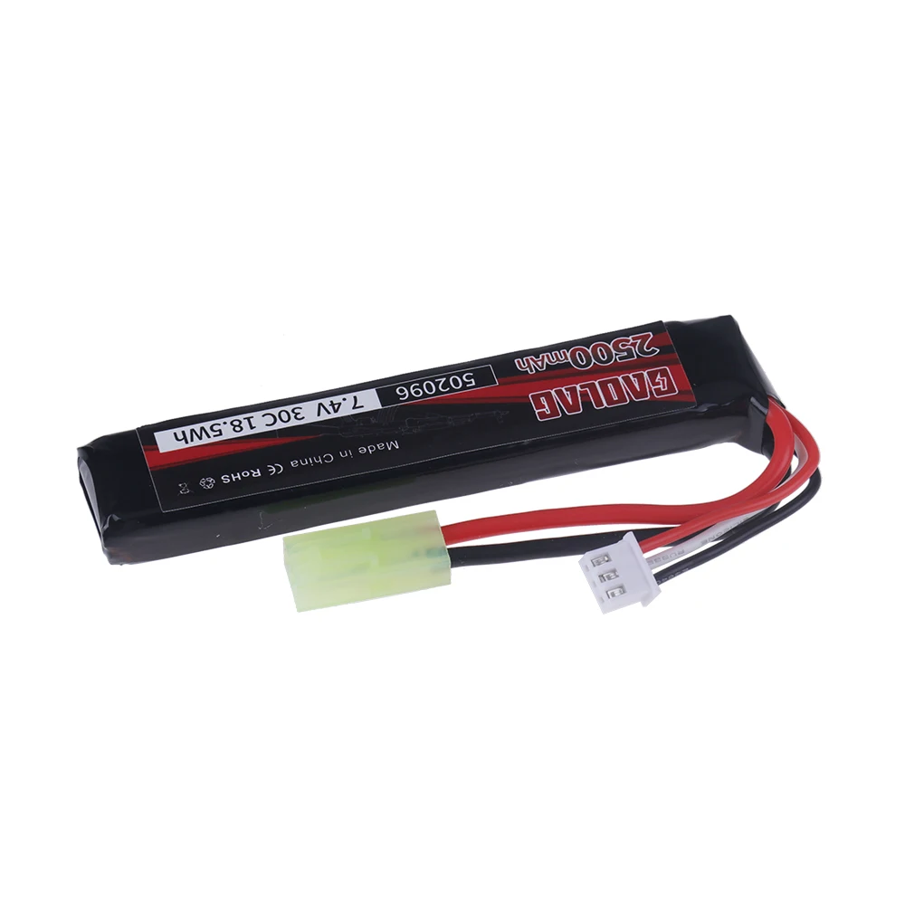 Фото Аккумулятор LiPo 2S 7.4V 2500mAh 30C 502096 с разъемом Tamiya для мини-пистолетов, электрических игрушечных пистолетов, пневматических пистолетов BB, радиоуправляемых моделей и запчастей. # 103 мм №5
