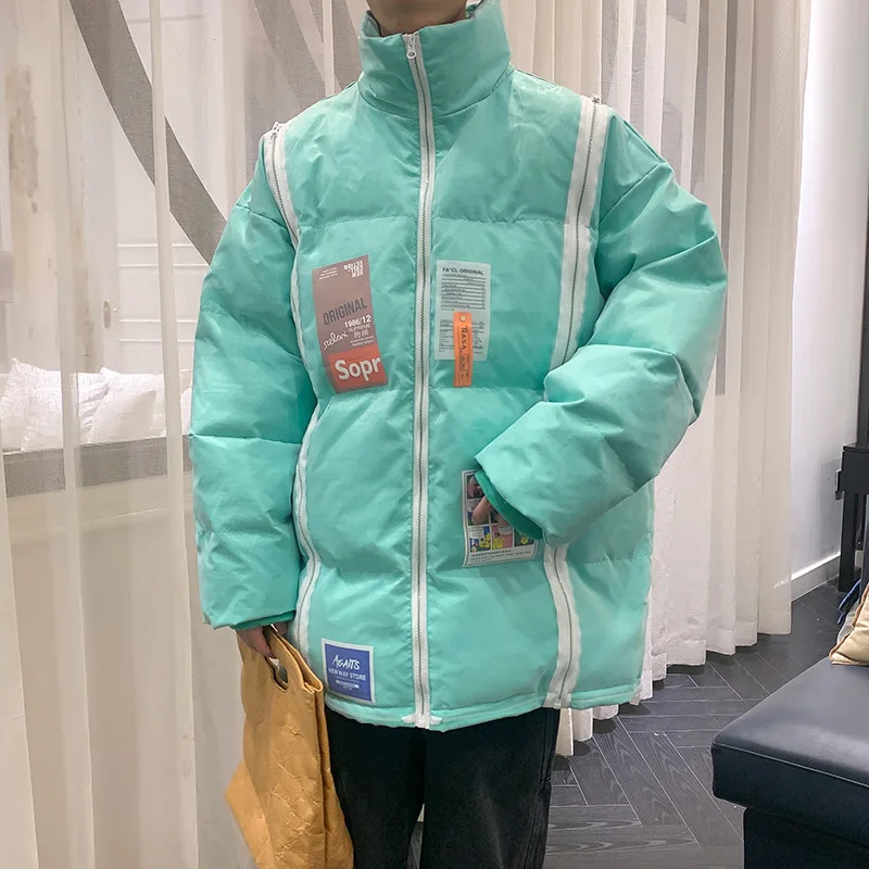 Winter New Men Padded Cotton Jacket Coat Oversized 4XL Outerwear Unisex Warm Quilted Parka Japanese Basic Puffer Jacket Men