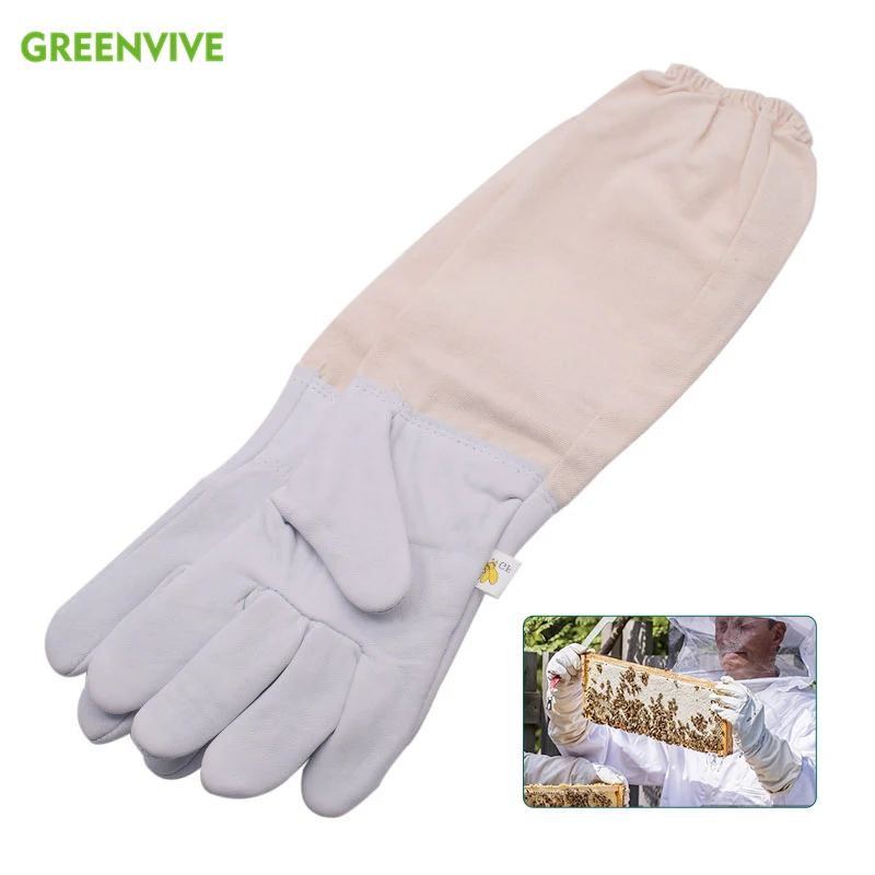 

Beekeeping Gloves Protective Sleeves Ventilated Professional Sheepskin and Canvas Anti Bee for Apiculture Beekeeping Gloves