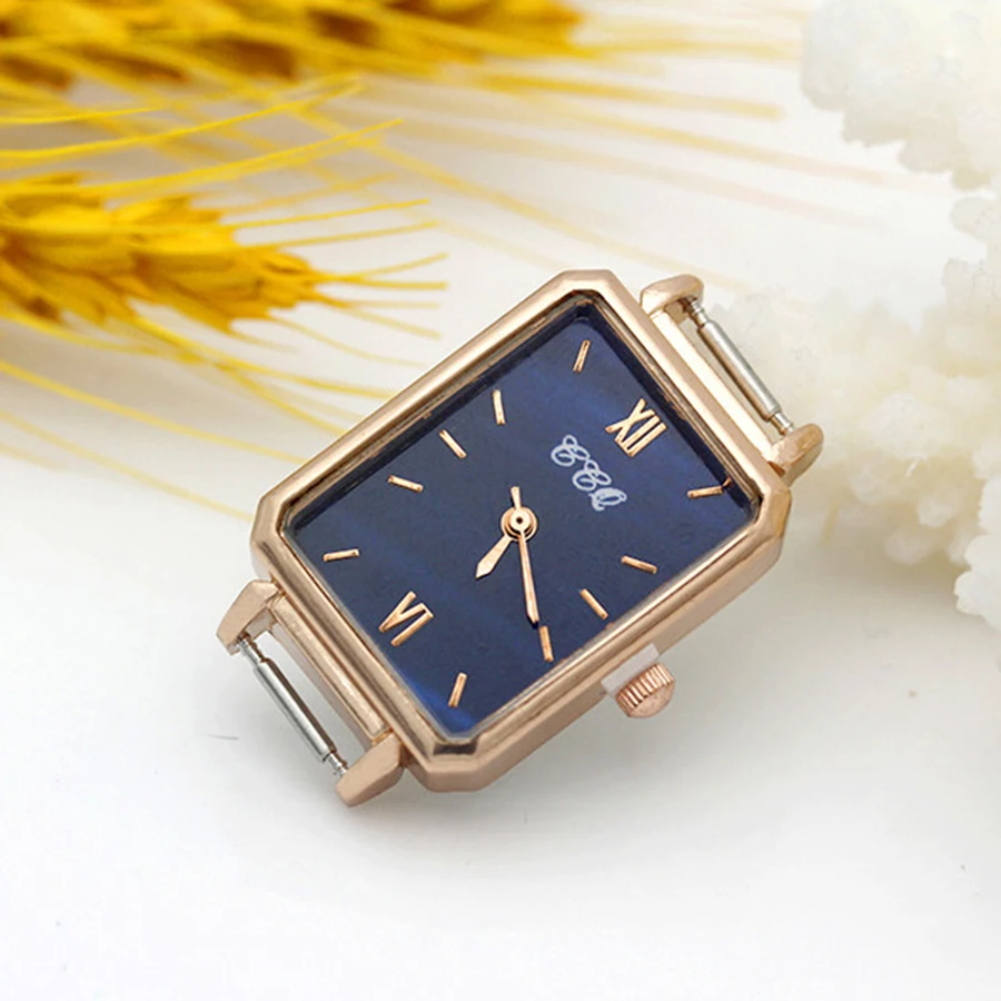 Diy Personality Rose Gold Small Rectangle Watch Header With Thin（10mm） Watchband Gradient Surface Watch Accessories Wholesale