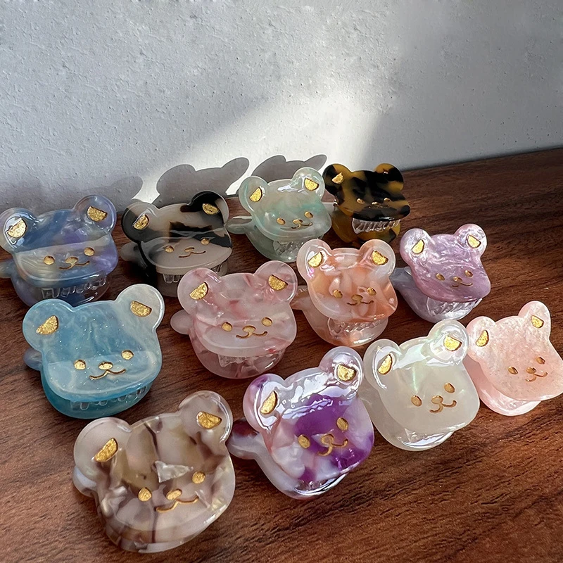 Маленькие красочные заколки для волос из ацетата для женщин и девочек, зажим для волос с мультяшным медведем, заколки-крабы, зажим для волос, милые детские аксессуары для волос, подарок Маленькие красочные заколки для волос из ацетата для женщин и девочек, зажим для волос с мультяшным медведем, заколки-крабы, зажим для волос, милые детские аксессуары для волос, подарок