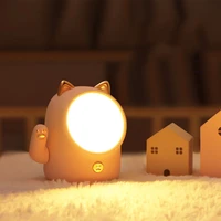 led lucky cat night light usb charging touch bedside lamp cartoon cute children night lights portable eye protection lamp decor