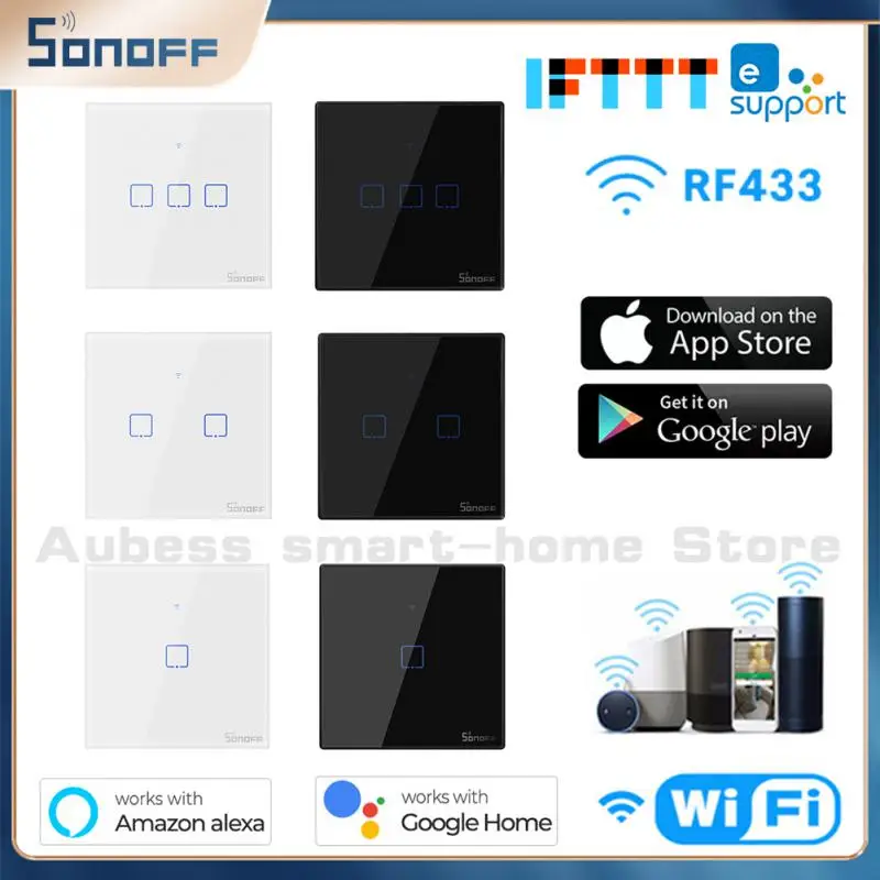 

SONOFF WiFi Smart Wall Touch Switch T2/T3/T0 EU/UK/US 1/2/3 Gang Smart Home Voice Control EWELink Works With Alexa Google Home