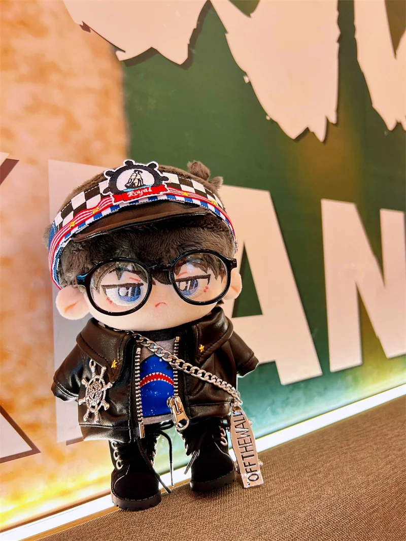 

Navigator suit 20CM idol cotton doll clothes leather jacket leather pants necklace set 20CM plush stuffed doll accessories