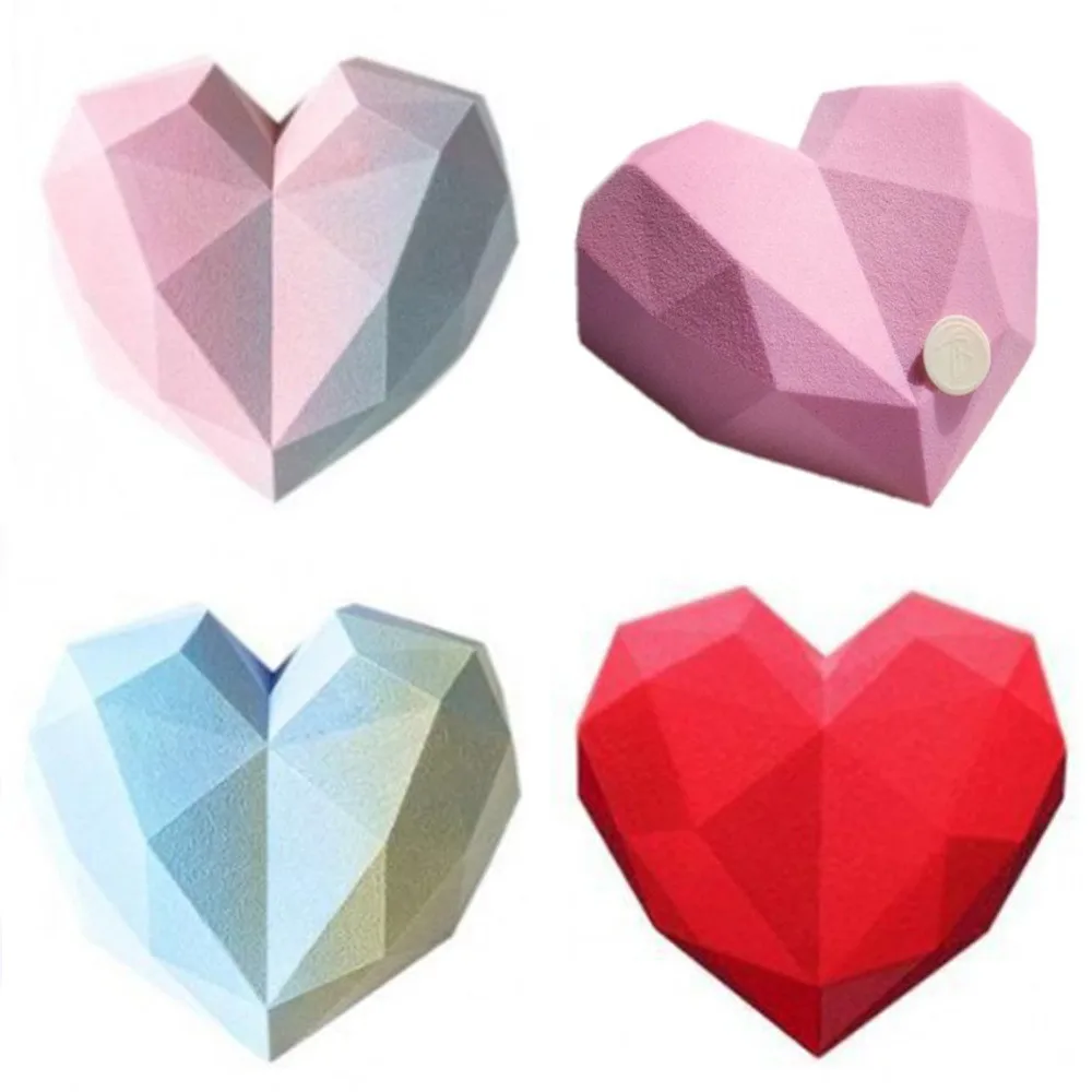 

3D Diamond Love Heart Silicone Baking Mold DIY Butterfly Maple Leaf Bloom Rose Chocolate Fondant Cake Craft Decorating Tool