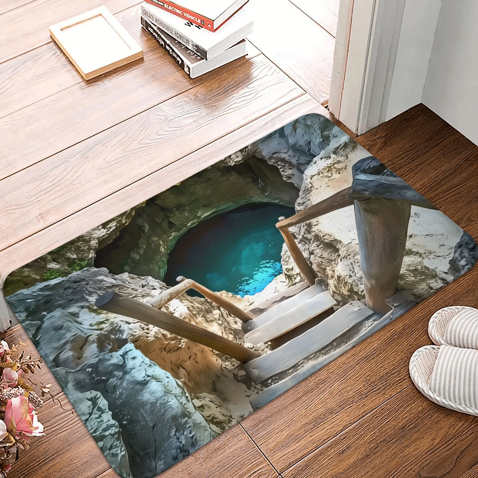 

2D дизайн пруда кои и карпа, дверной пол, кухонный коврик для ванной, противоскользящий уличный коврик для спальни, балкона, входной ковер, ковер