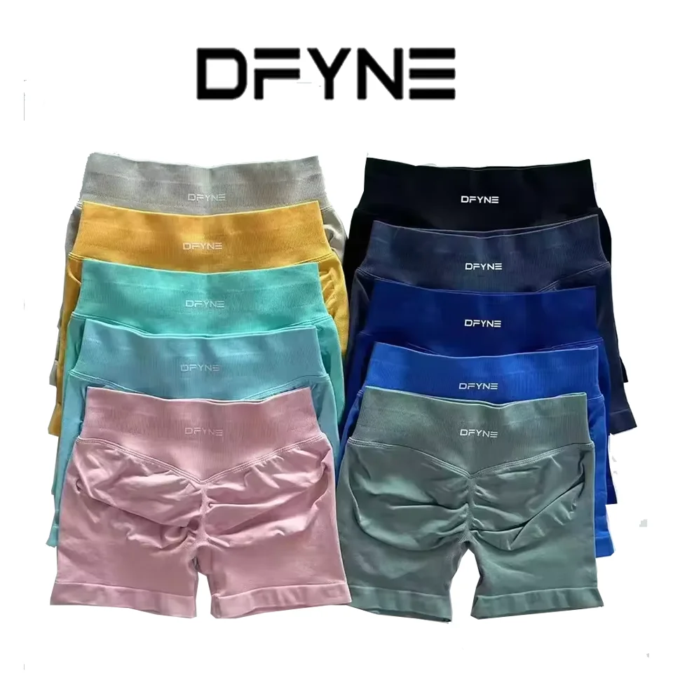 Dfyne Impact Шорты с логотипом Бесшовные шорты для йоги низкой талией Scrunch Bum