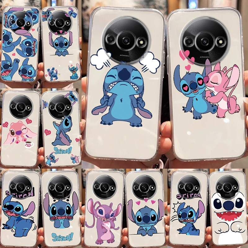 Чехлы для телефонов Redmi A3 Stitch Cinnamoroll Anime Clear Cartoon Fall Cover Противоударный силиконовый