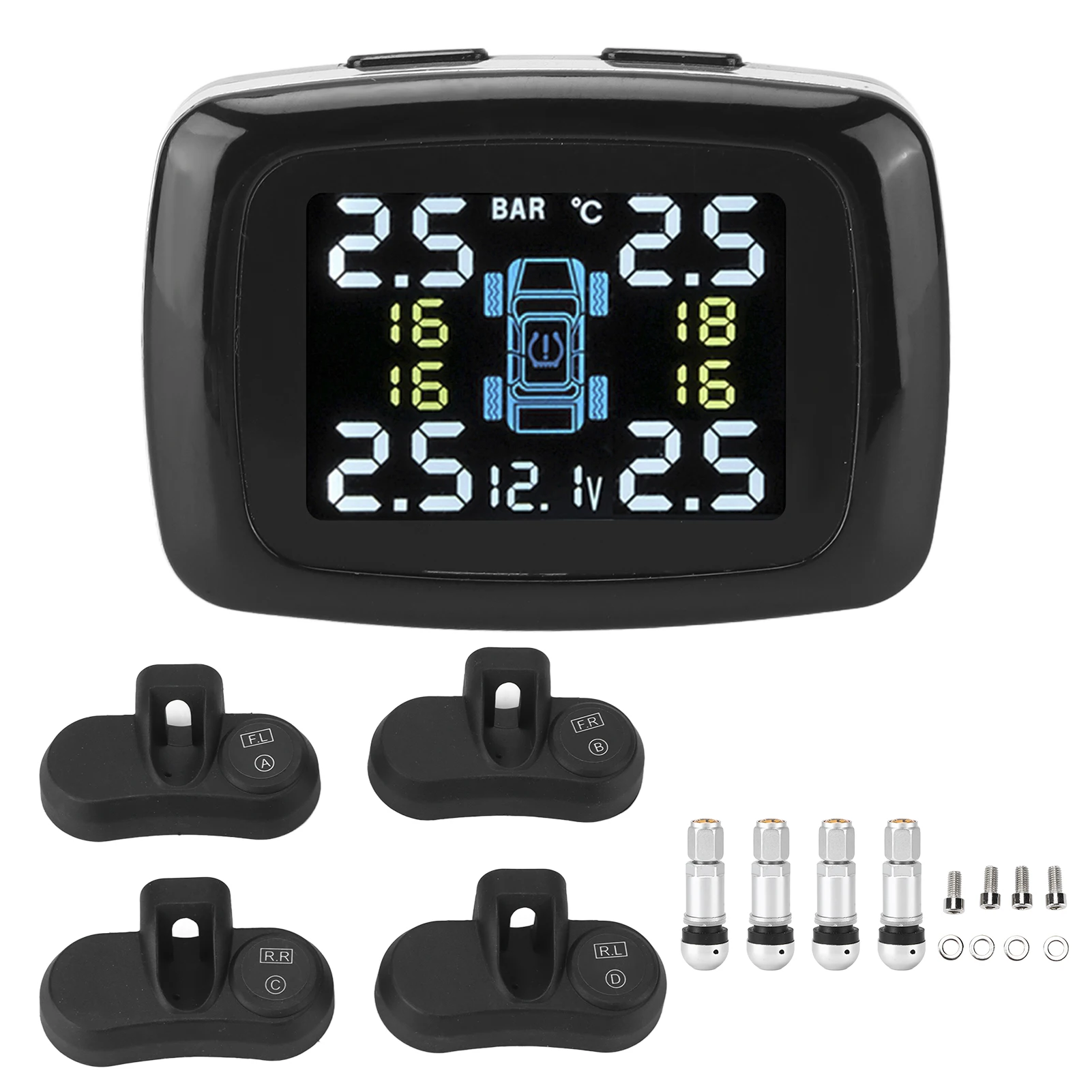 

Smart TPMS Cigarette Tire Pressure Monitoring Alarm System with 4 Internal Sensors