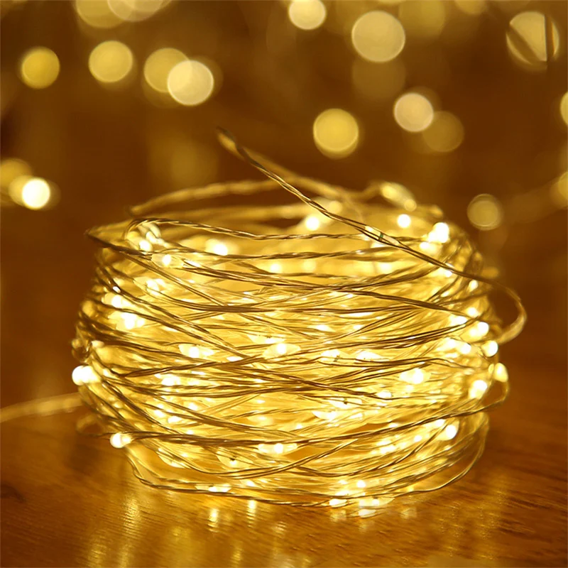 

Fairy String Lights Copper Wire LED String Lights Christmas Garland Indoor Bedroom Home Wedding Party Tree New Year Decoration