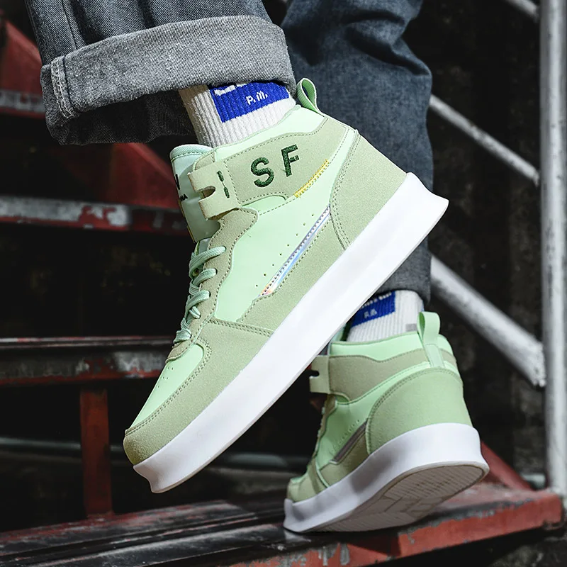 Winter Fashion Green Skateboard Shoes Men High Top Vulcanized Sneakers Man Platform Non-Slip Flats Sport Shoes Male Zapatillas