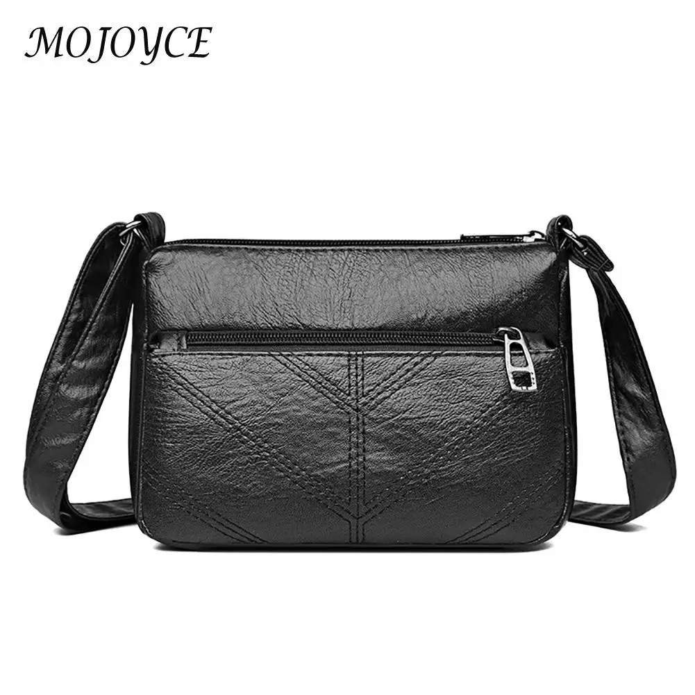 

Exquisite Women PU Leather Shoulder Bag Ladies Embroidery Thread Zipper Bag Casual Retro Purse Bag for Girl