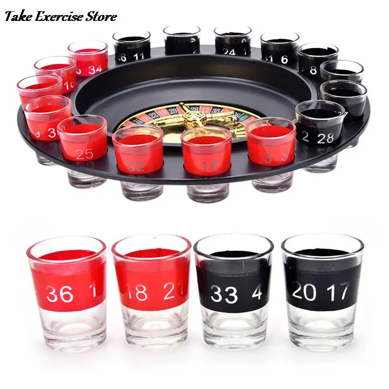 Creative Russia Drinking turntable Shot Glass Roulette Set Novelty Drinking Game with 16 Shot Glasses Adult Party Drinking Set