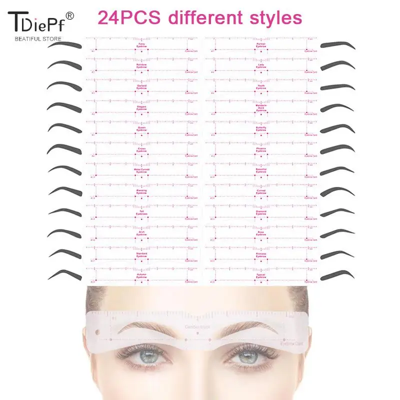 1set Fixable Eyebrow Shaping Stencil Grooming Shaper Template Set Reusable Stickers Make Up Tools For Eye Brow Stamp Pen Pencil