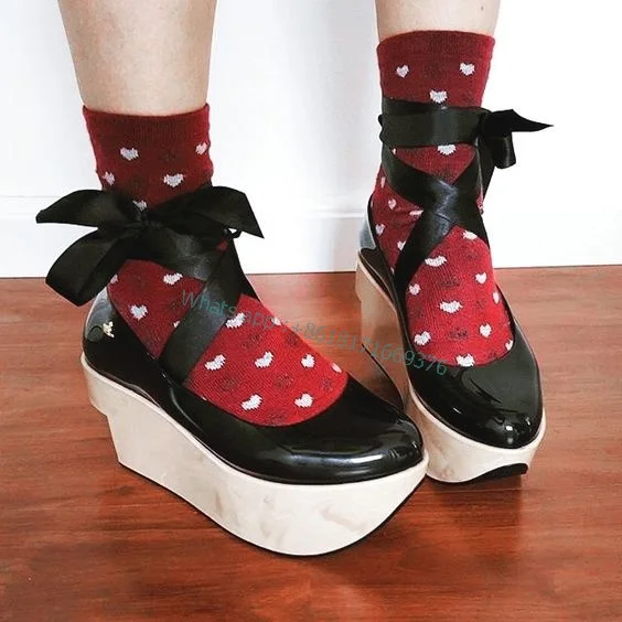 Women Wedges Round Toe Lolita Cute Shoes Ankle Strap Platform Dress Sandals Party Spring 2023 Lady Shoes Design Strange Heel